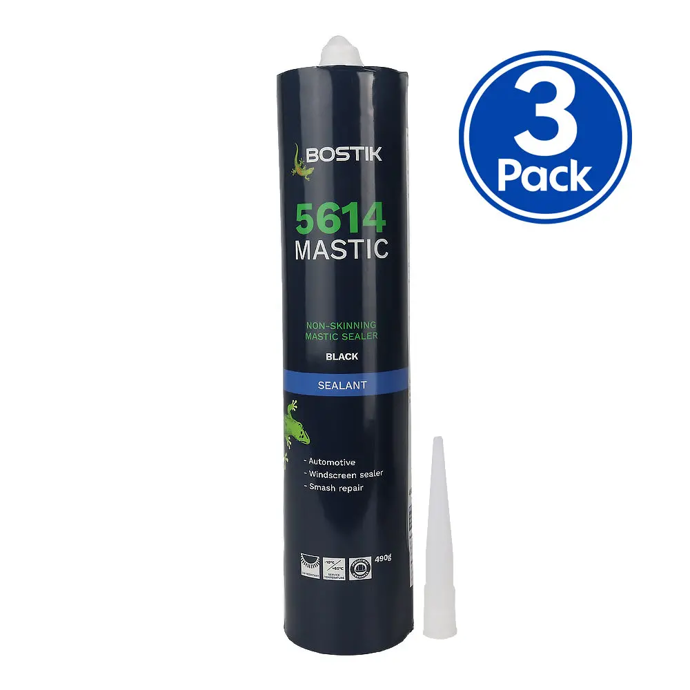 Bostik 5614 Mastic Non-Skinning Sealer 490Gm Black X 3 Pack 1
