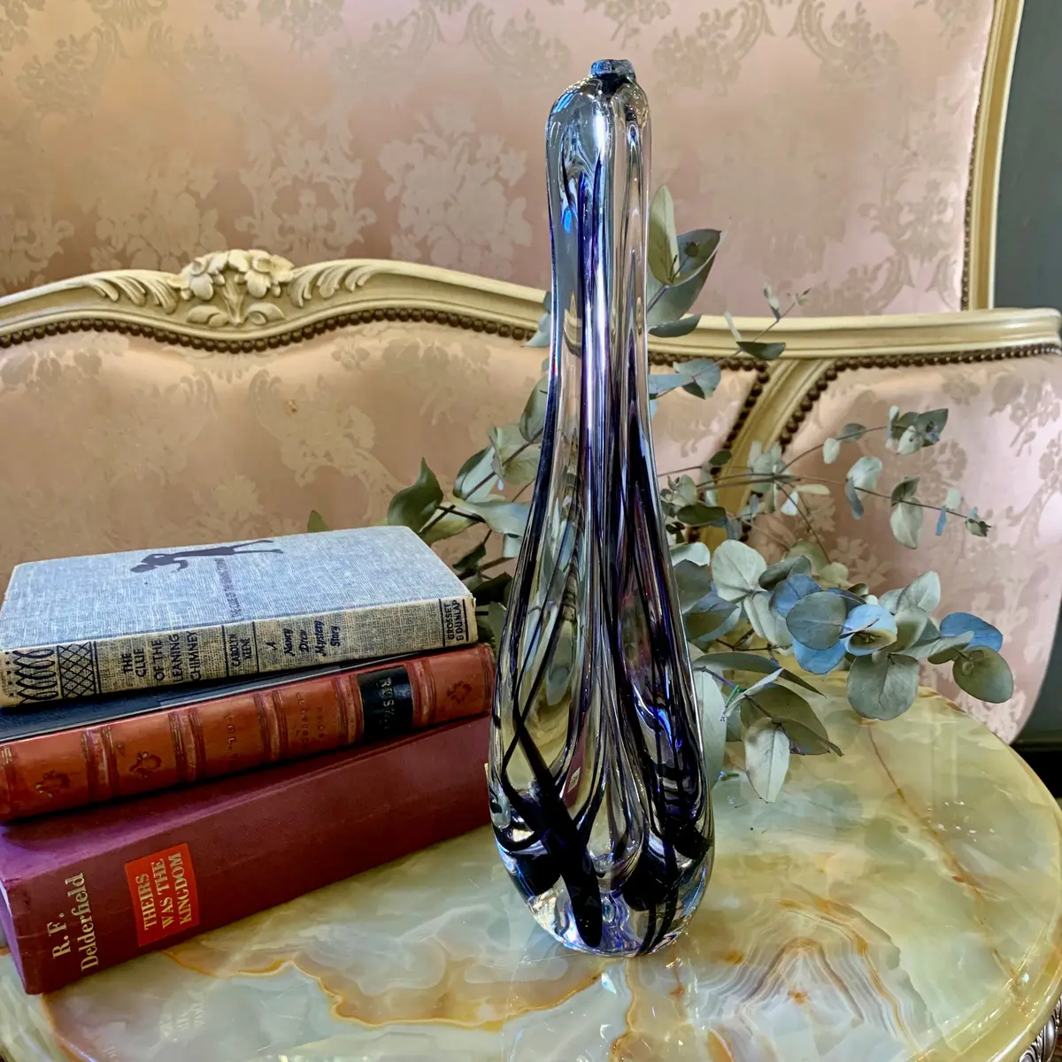 Blue Ink Murano Paper Weight 1