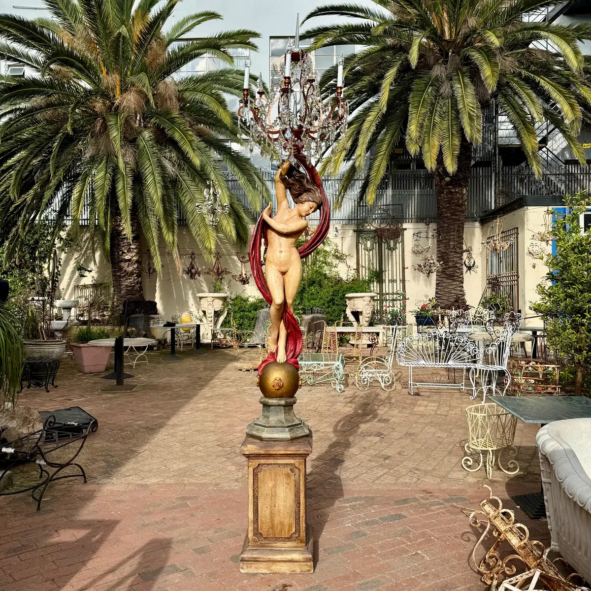 Art Deco Standing Chandelier With Nude Muse, C.1930S - Sold 1