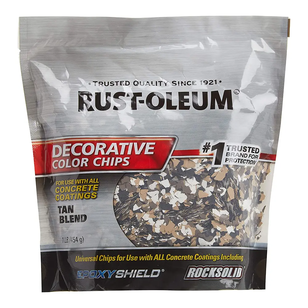 Rustoleum Decorative Colour Chips 454G Tan Epoxyshield Rocksolid Concrete Coating 1