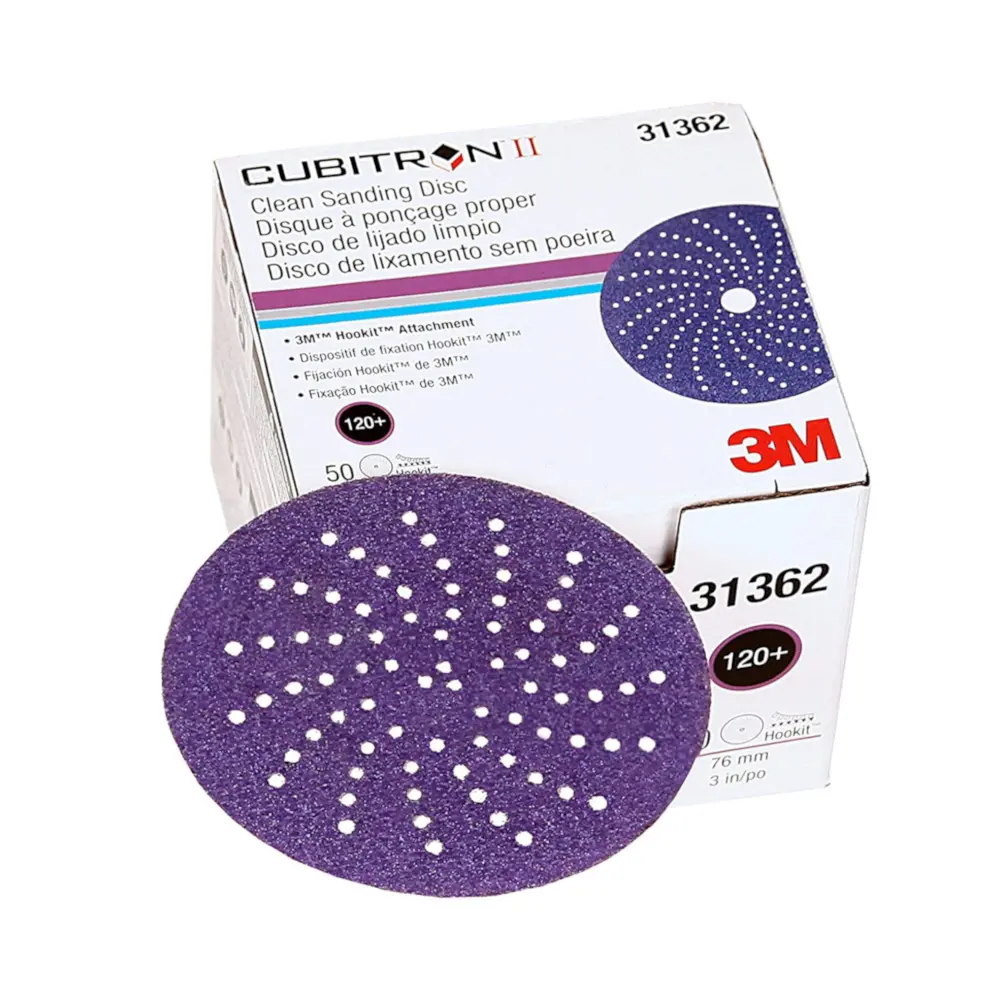 3M 31362 Hookit Purple Sanding Disc Multihole 3 Inch 75Mm 120G Sandpaper X 50 Pack 1
