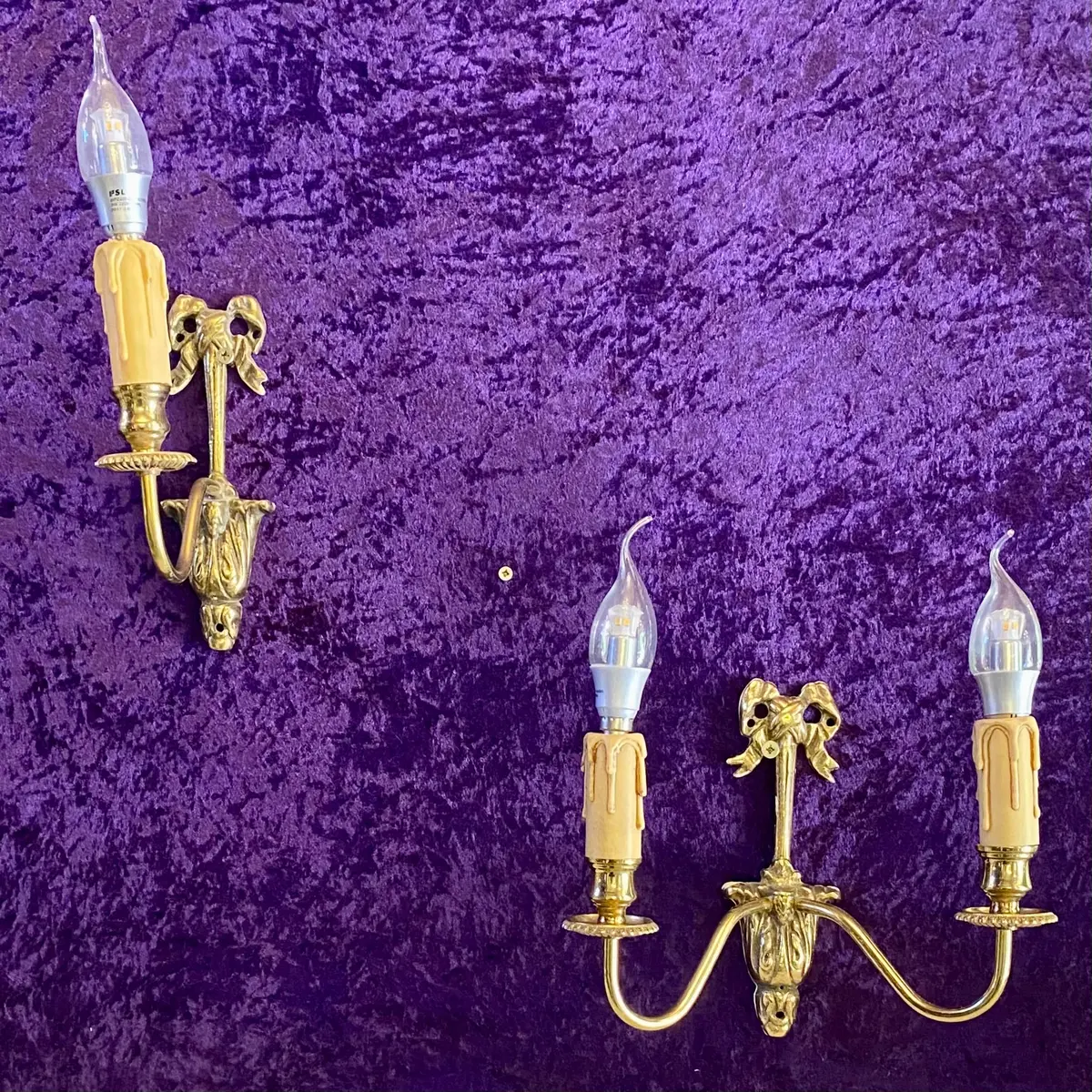 Antique Cast Brass Sconce With Bow Detail - Sold 1