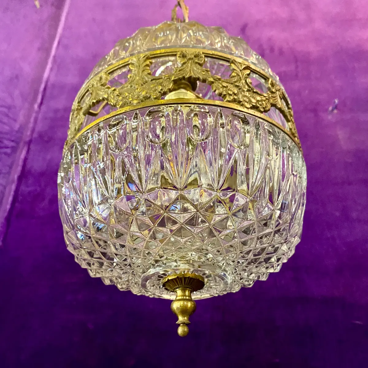 Beautiful Pair Of Antique Crystal And Brass Pendants - Sold 2
