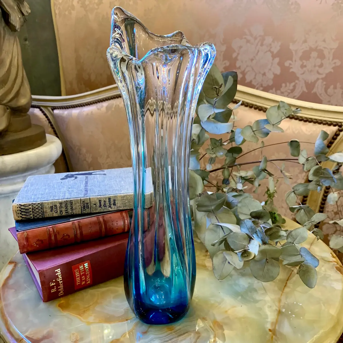 Clear And Blue Ombre Murano Vase - Sold 1