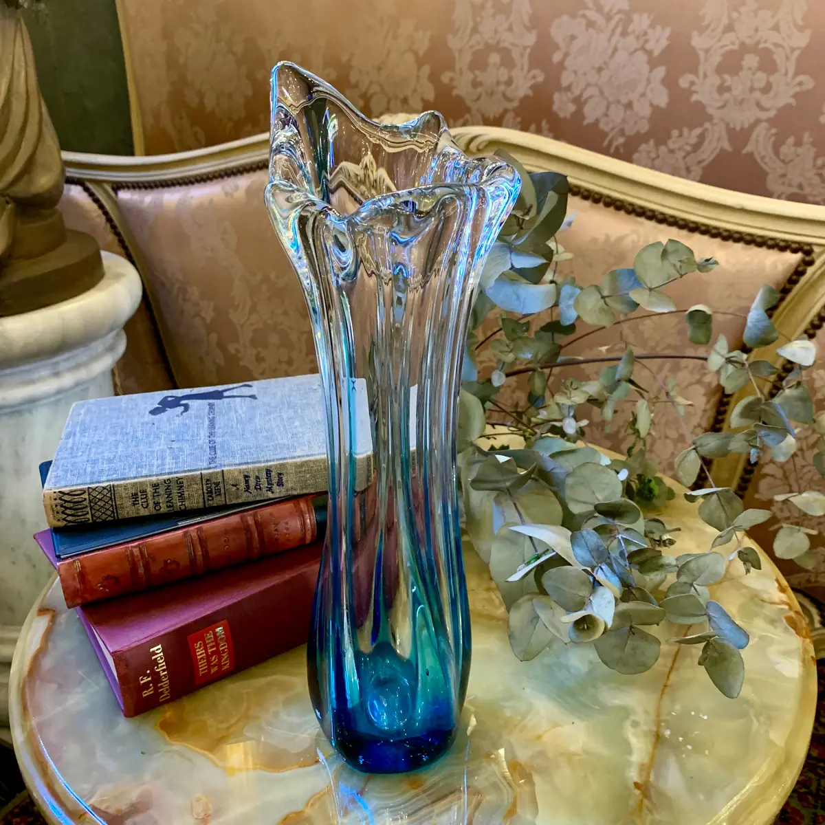 Clear And Blue Ombre Murano Vase - Sold 2