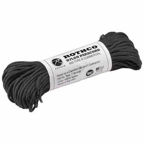 Type Iii Nylon Paracord, 100' Length, Black 1
