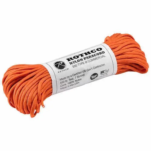 Type Iii Nylon Paracord, 100' Length, Orange 1