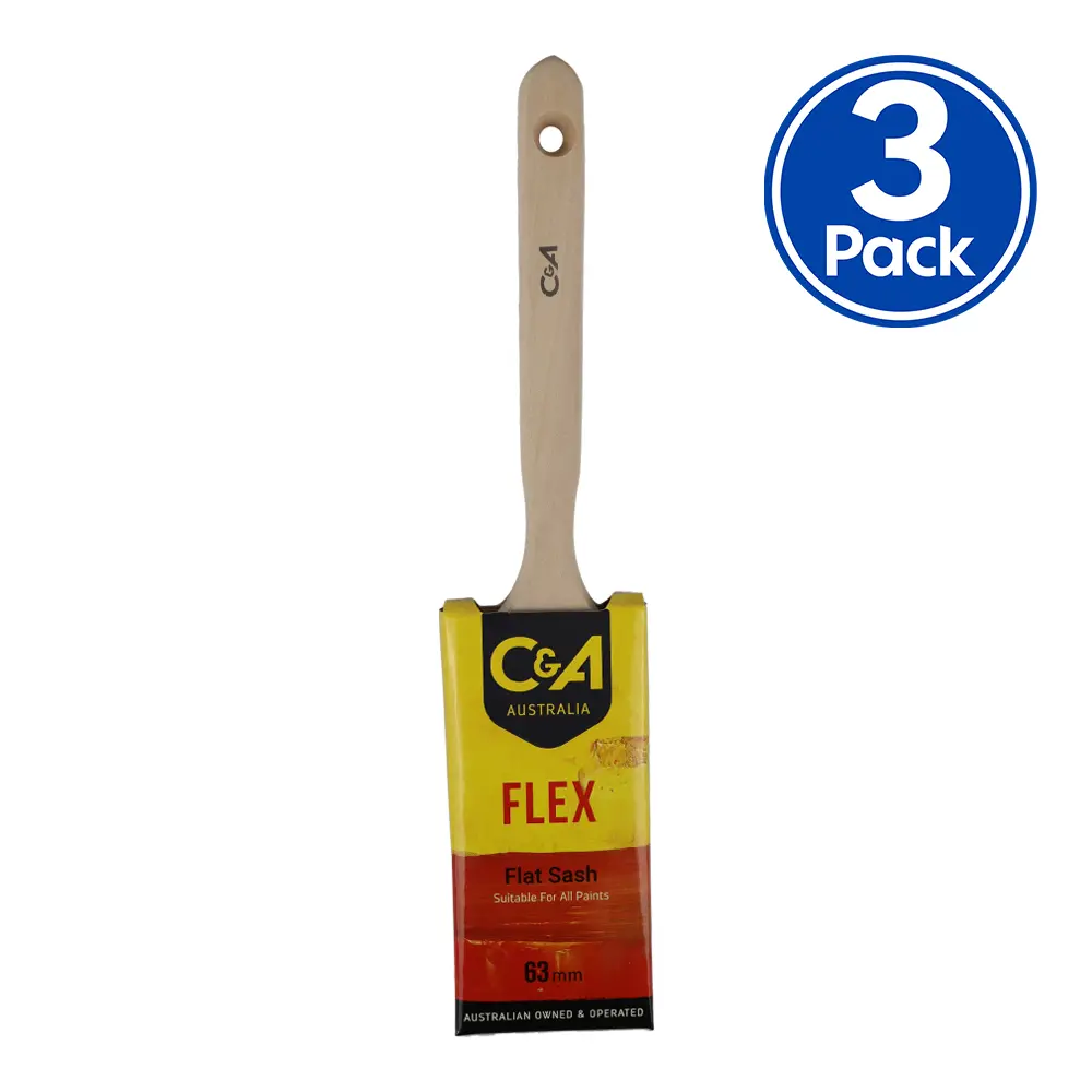 C&A Brushware Flex Flat Sash Brush 63Mm X 3 Pack Interior Exterior Trade 1