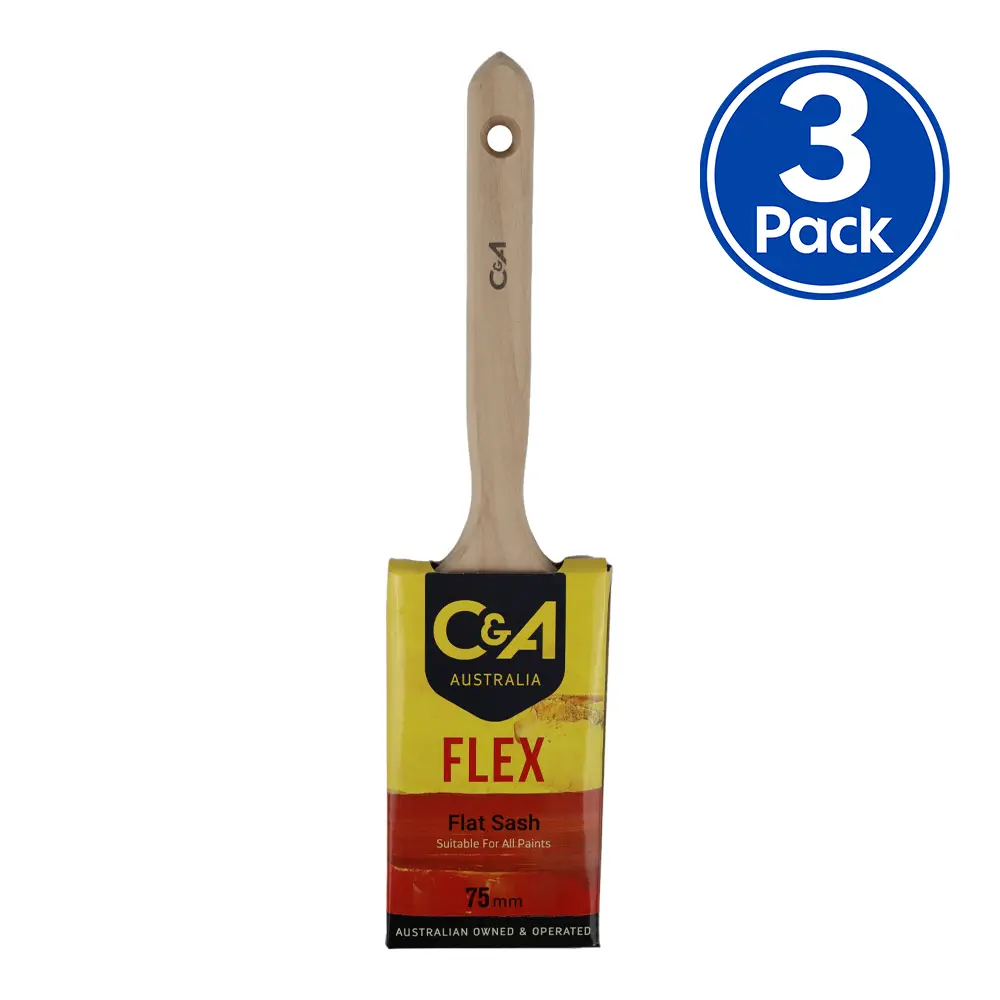C&A Brushware Flex Flat Sash Brush 75Mm X 3 Pack Interior Exterior Trade 1