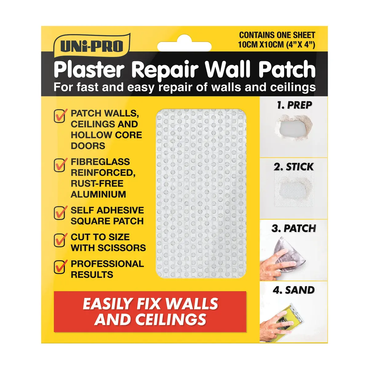 Uni‑Pro Plaster Repair Wall Patch 100Mm Self‑Adhesive Fibreglass Mesh 1