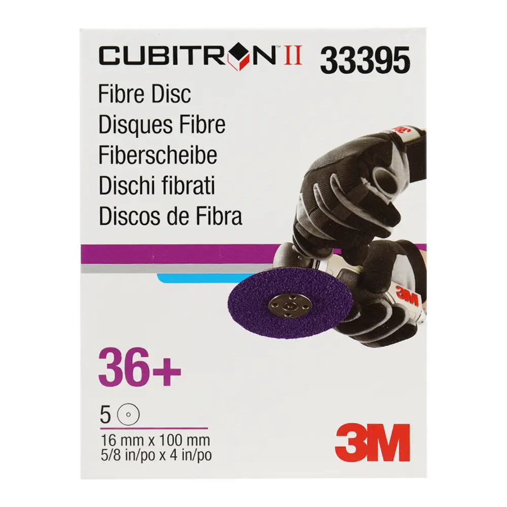 3M 33395 Cubitron Ii Abrasive Fibre  Sanding Disc 36 Grit 100Mm X 16Mm X 5 Pack 1