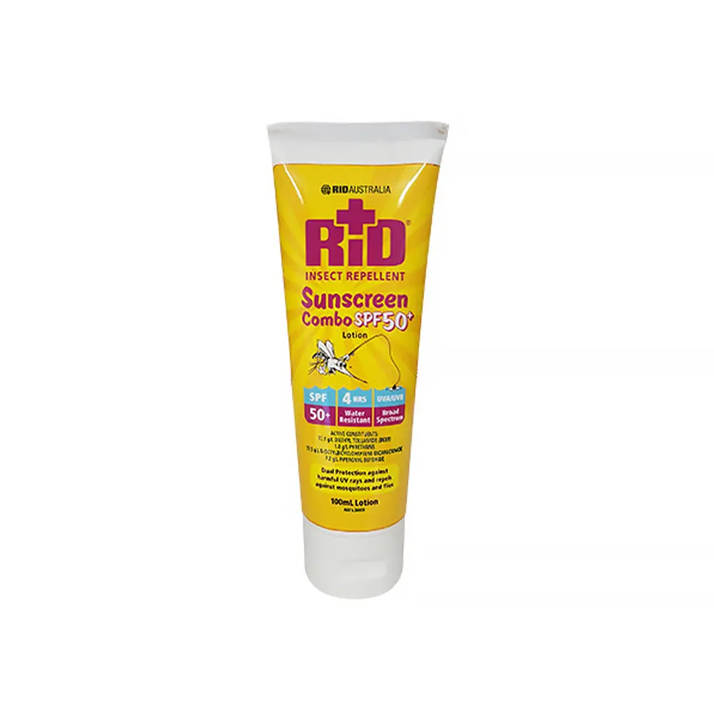 Rid Sunblock Tube Combo 100Ml Spf 50+ Insect Bug Repellent Sunscreen 1