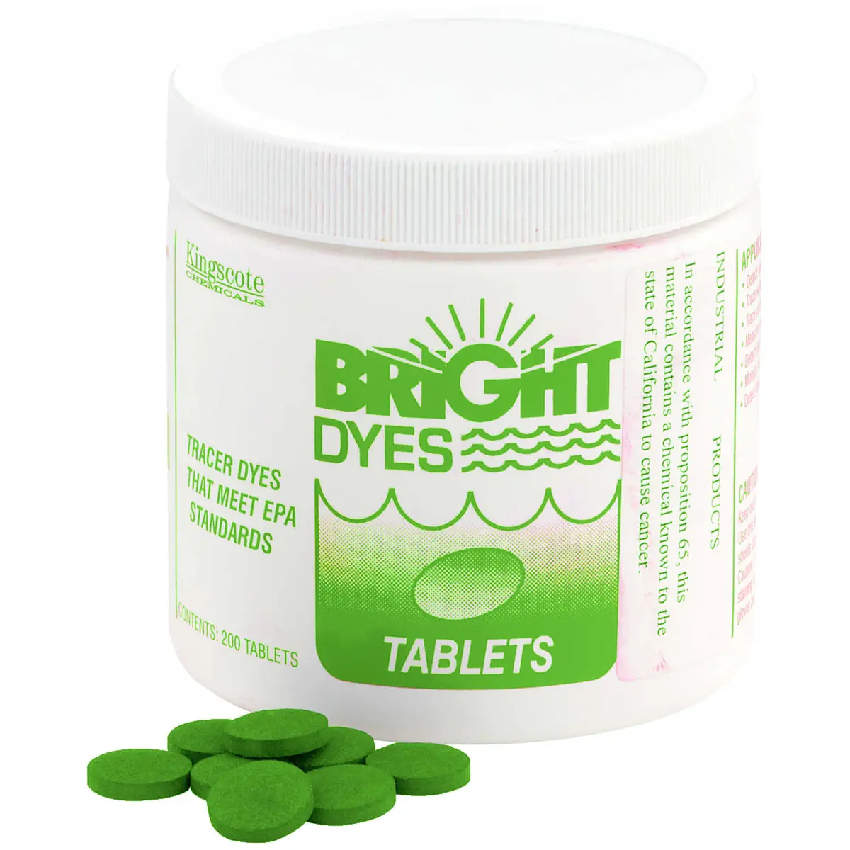 Bright Dyes Flt Yellow/Green Fluorescent Dye Tablets, 200 Tablet Bottle 1