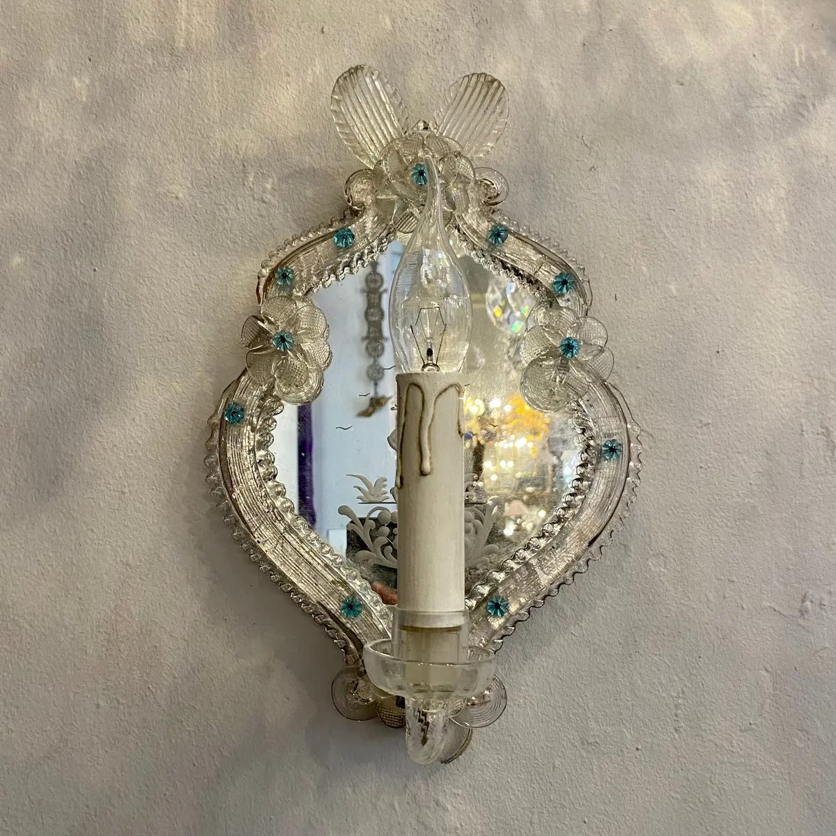 Antique Mirrored Murano Wall Sconce - Sold 1