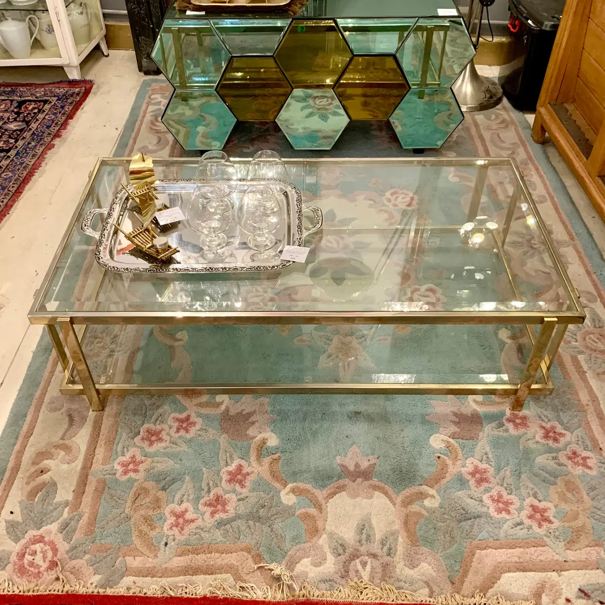 Vintage 9 Carat Gold Plated Coffee Table - Sold 1