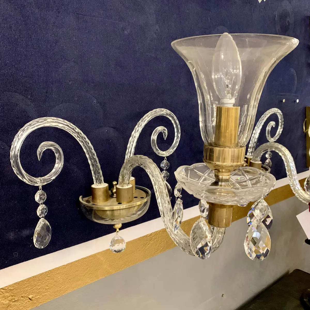 A Pair Of Trumpet Glass Sconces - Sold 1