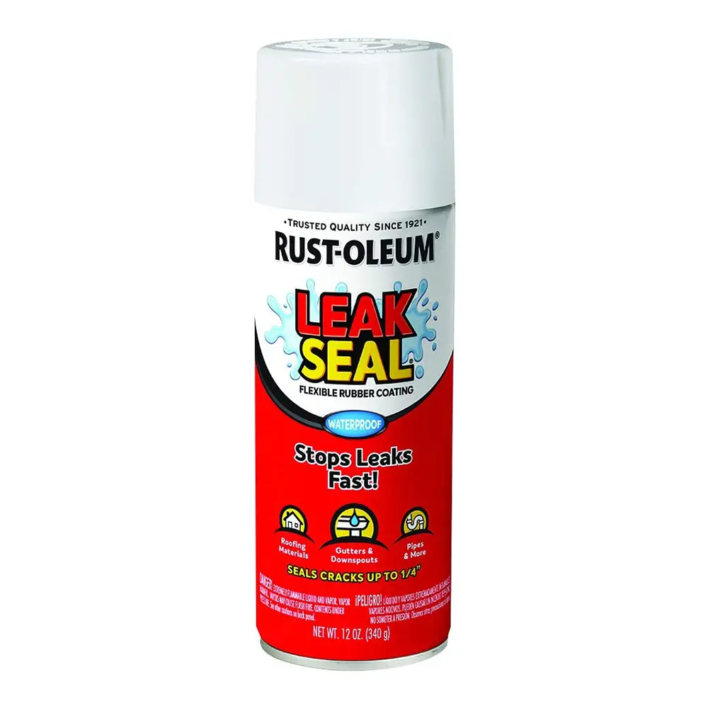 Rustoleum Leak Seal Matt White 340G Flexible Rubber Coating Waterproof Spray 1
