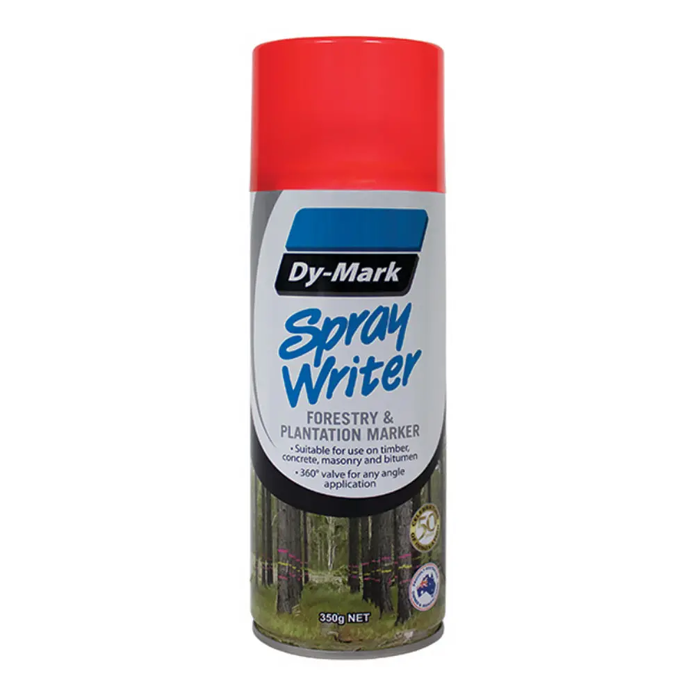 Dy-Mark Spray Writer Forestry & Plantation Marker Paint Fluro Red 350G Aero 1