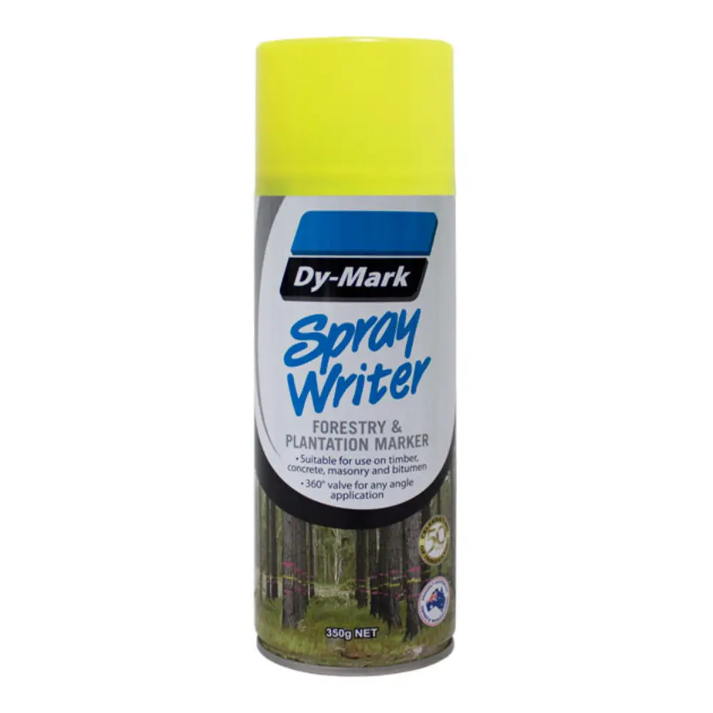 Dy-Mark Spray Writer Forestry & Plantation Marker Paint Fluro Yellow 350G Aero 1