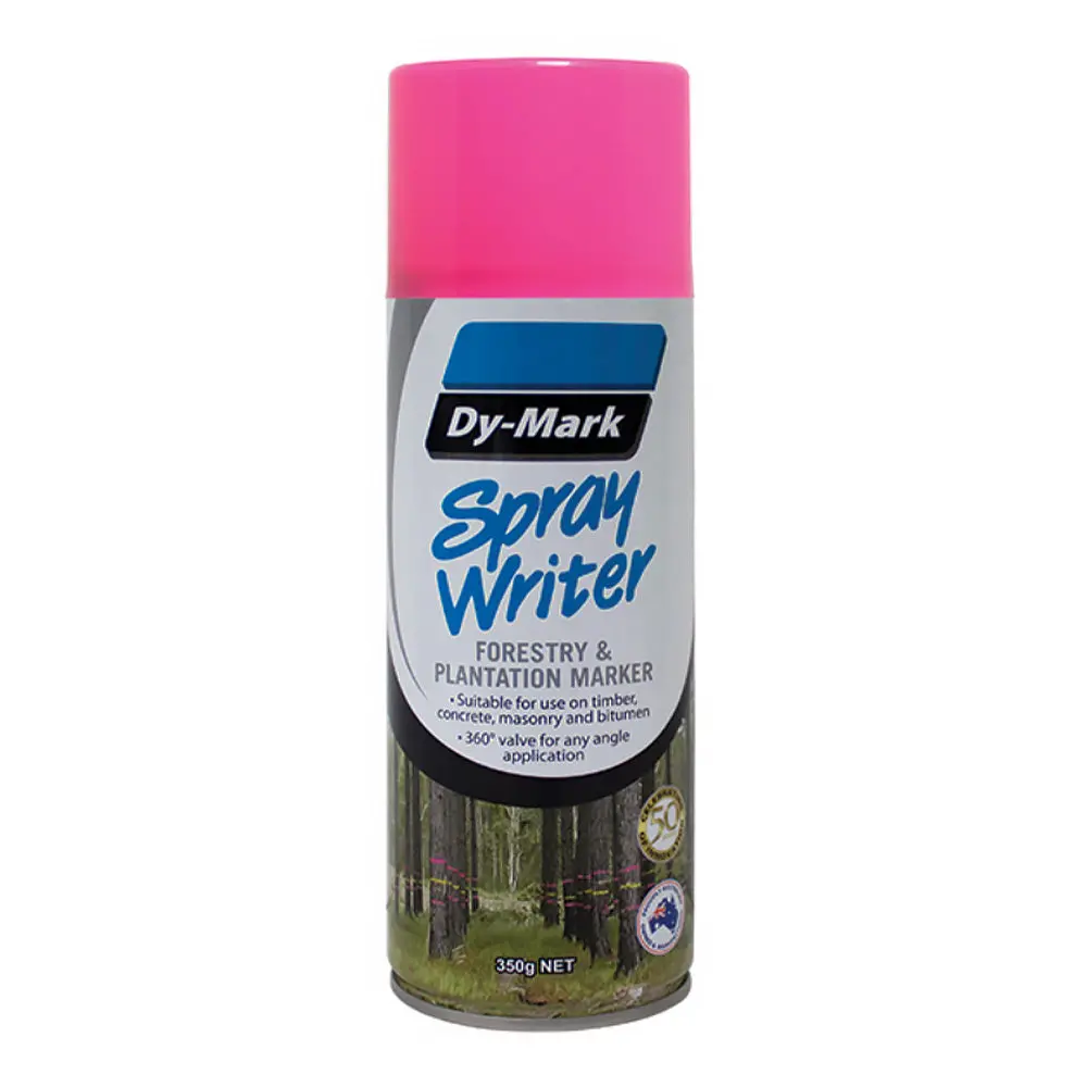 Dy-Mark Spray Writer Forestry & Plantation Marker Paint Fluro Pink 350G Aero 1
