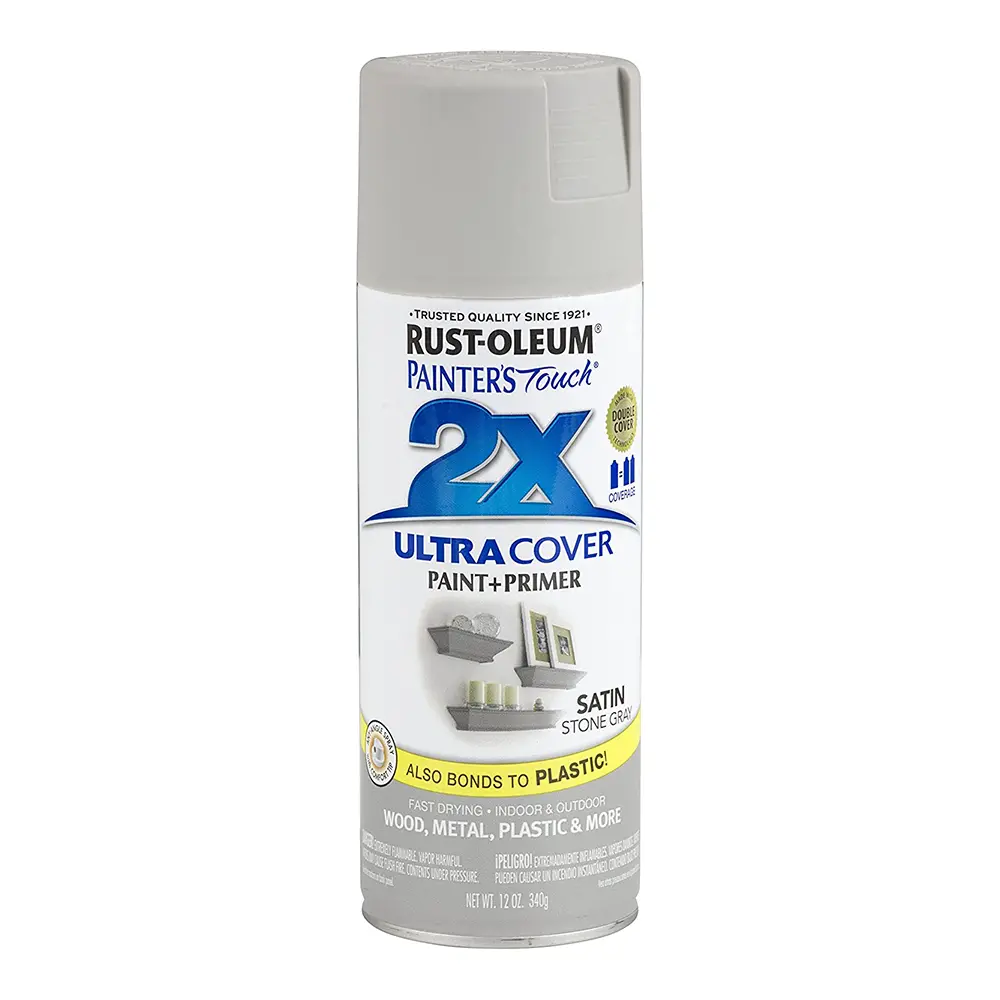 Rust-Oleum 2X Ultra Cover Satin Paint & Primer Spray Paint 340G Stone Grey 1