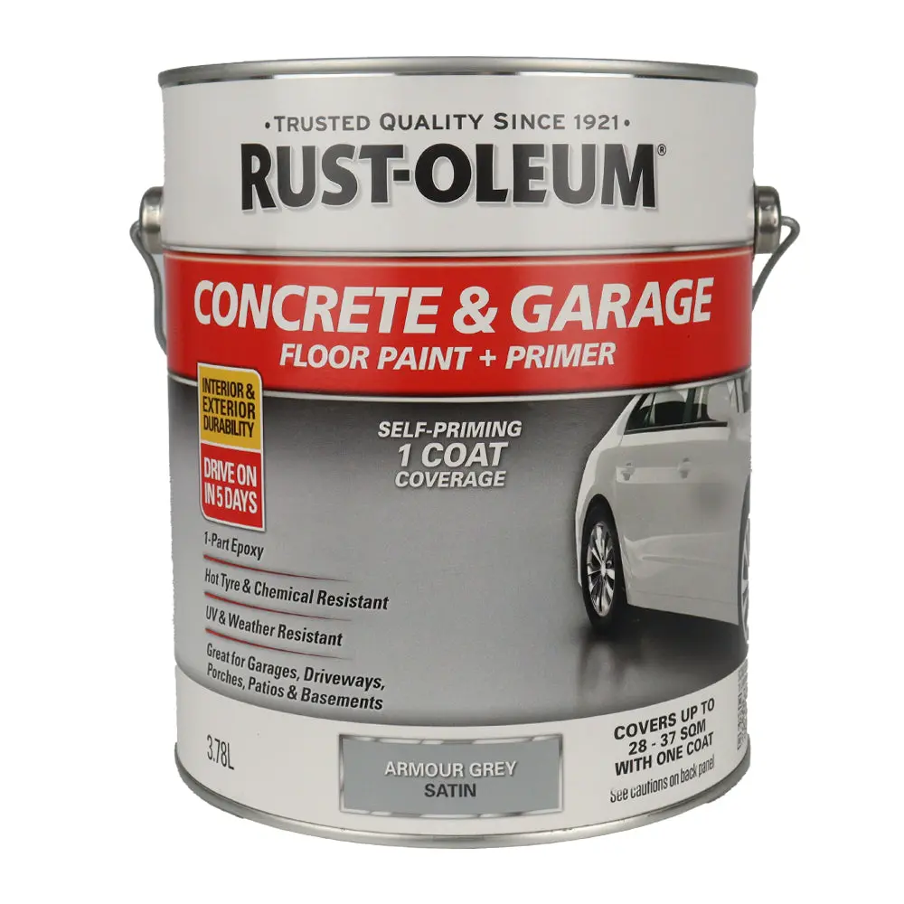 Rustoleum Concrete & Garage Floor Paint 3.78L Armour Grey Concrete Sealer 1
