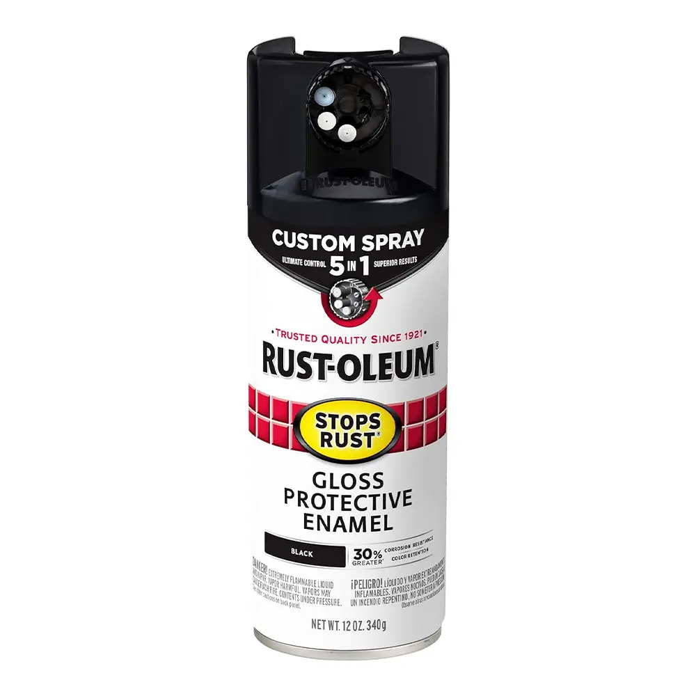 Rust-Oleum Stops Rust Custom Spray Paint 5 In 1 Protective Enamel 340G Gloss Black 1