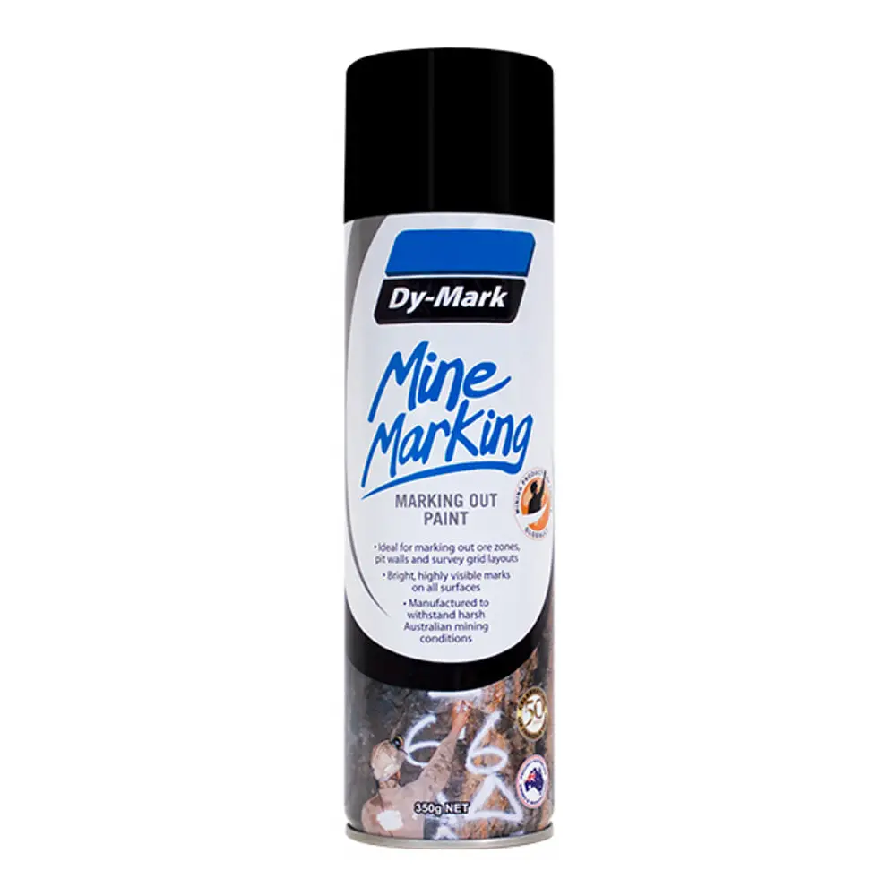 Dy-Mark Mine Marking Spray Paint Black 350G Aerosol Spot Line Mark 1