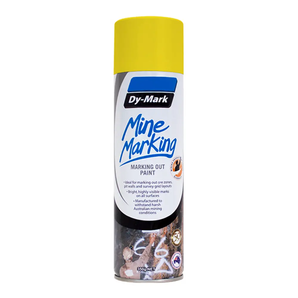 Dy-Mark Mine Marking Spray Paint Yellow 350G Aerosol Spot Line Mark 1