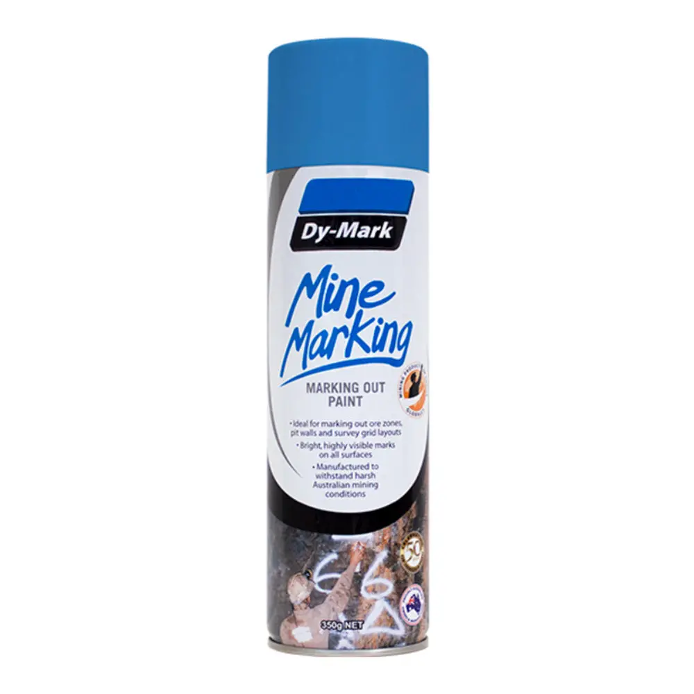 Dy-Mark Mine Marking Spray Paint Fluro Blue 350G Aerosol Spot Line Mark 1