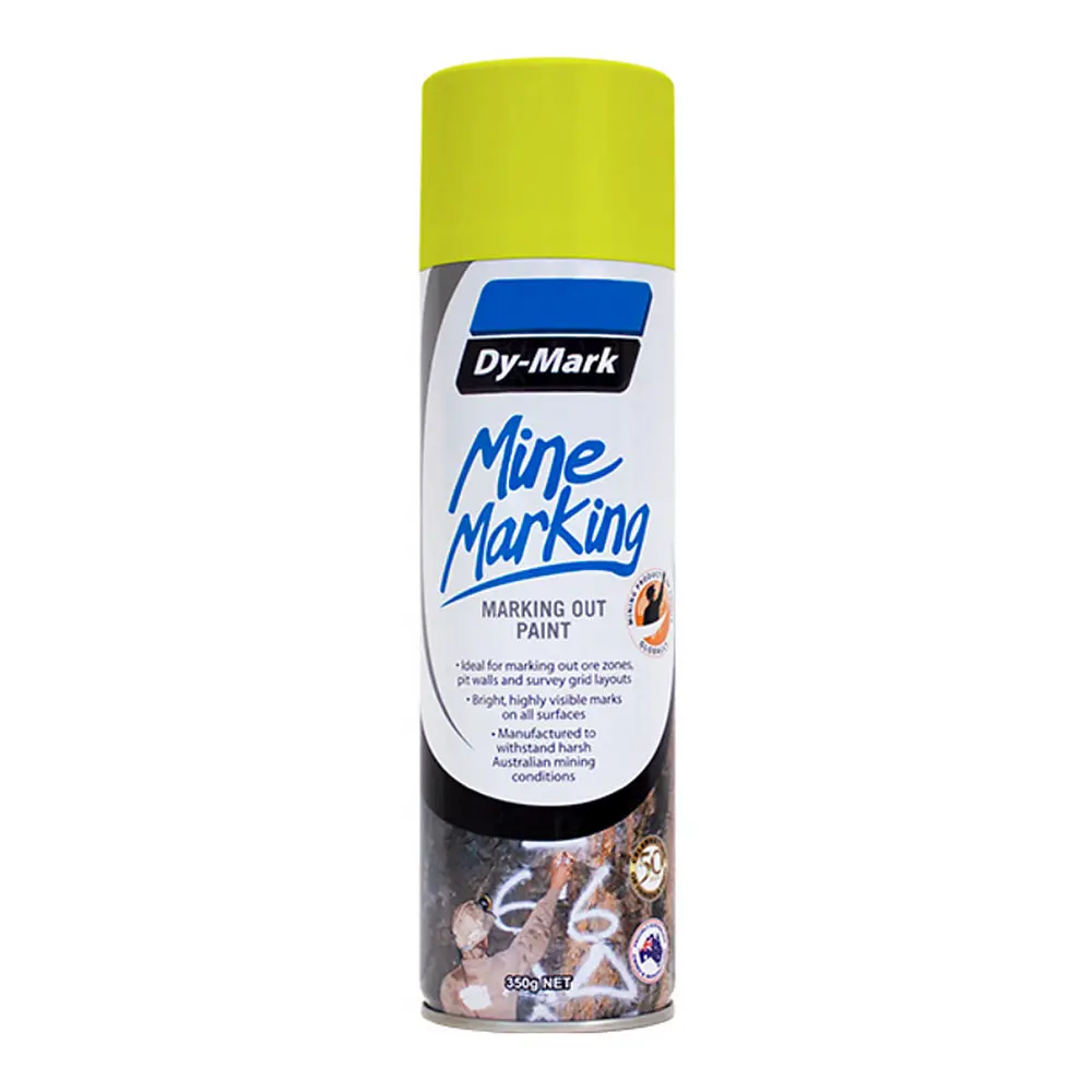 Dy-Mark Mine Marking Spray Paint Fluro Yellow 350G Aerosol Spot Line Mark 1