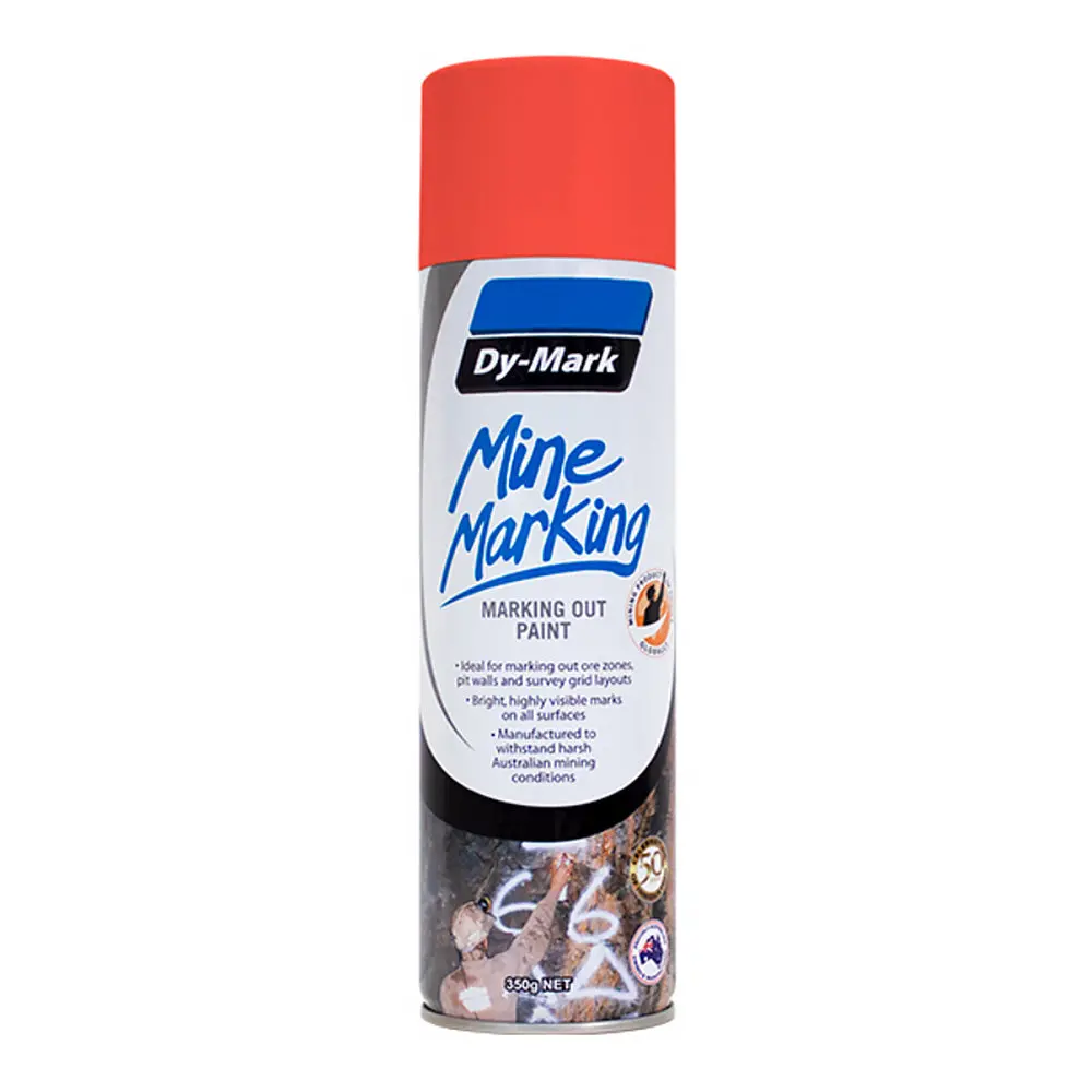 Dy-Mark Mine Marking Spray Paint Fluro Orange 350G Aerosol Spot Line Mark 1