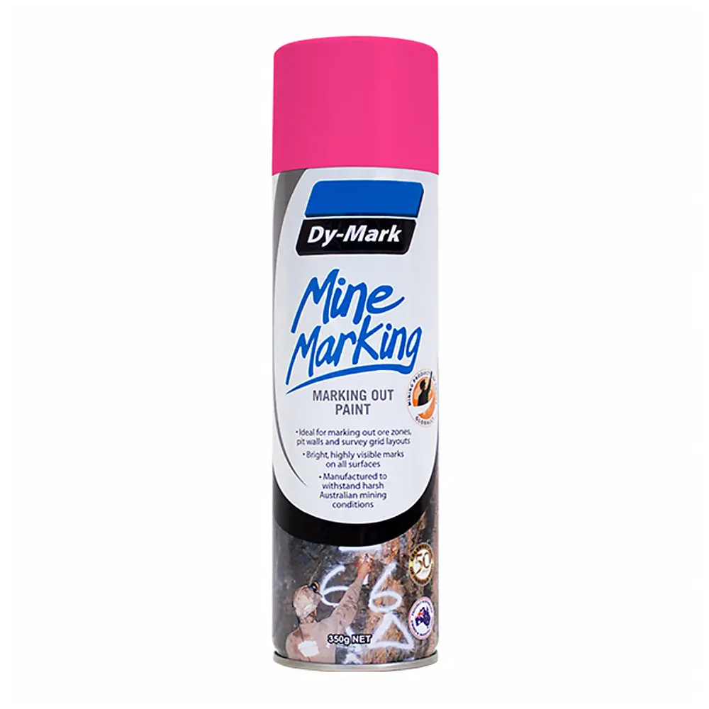 Dy-Mark Mine Marking Spray Paint Fluro Pink 350G Aerosol Spot Line Mark 1