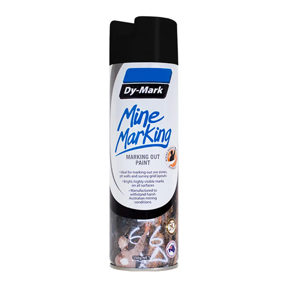 Dy-Mark Mine Marking Vertical Spray Paint Black 350G Aerosol Spot Line Mark 1