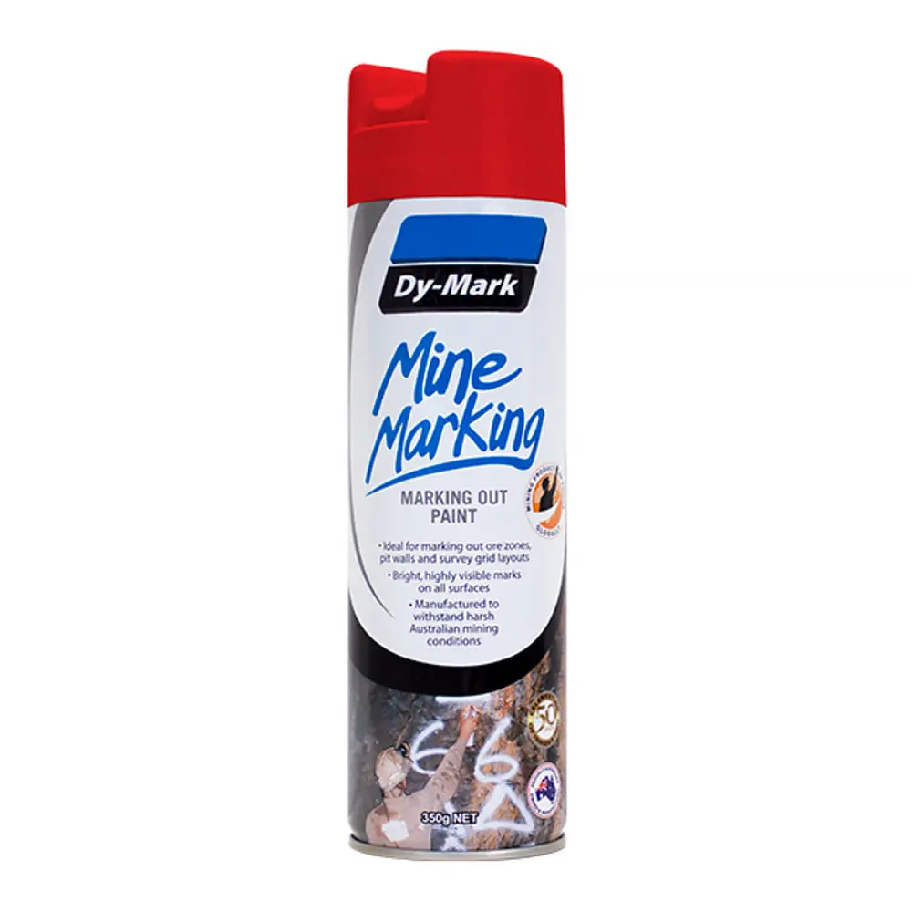 Dy-Mark Mine Marking Vertical Spray Paint Red 350G Aerosol Spot Line Mark 1