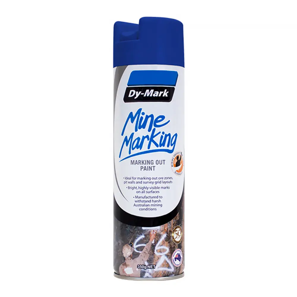 Dy-Mark Mine Marking Vertical Spray Paint Blue 350G Aerosol Spot Line Mark 1