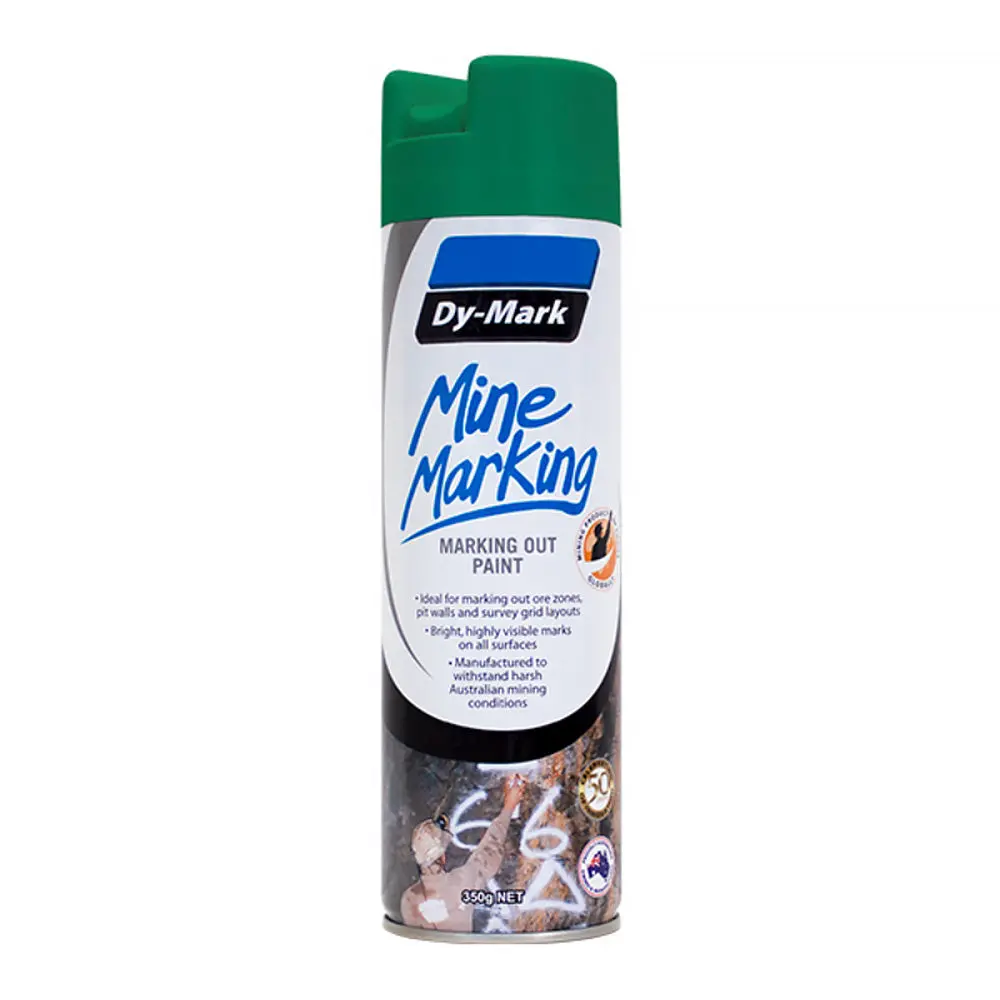 Dy-Mark Mine Marking Vertical Spray Paint Green 350G Aerosol Spot Line Mark 1
