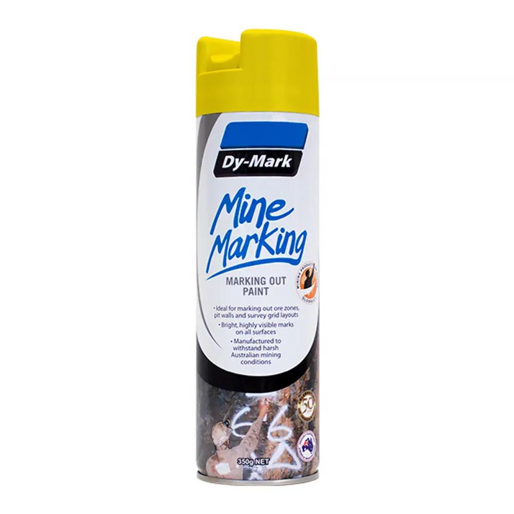 Dy-Mark Mine Marking Vertical Spray Paint Yellow 350G Aerosol Spot Line Mark 1