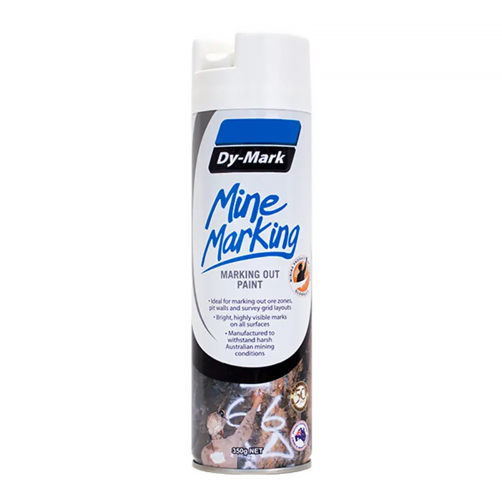 Dy-Mark Mine Marking Vertical Spray Paint White 350G Aerosol Spot Line Mark 1
