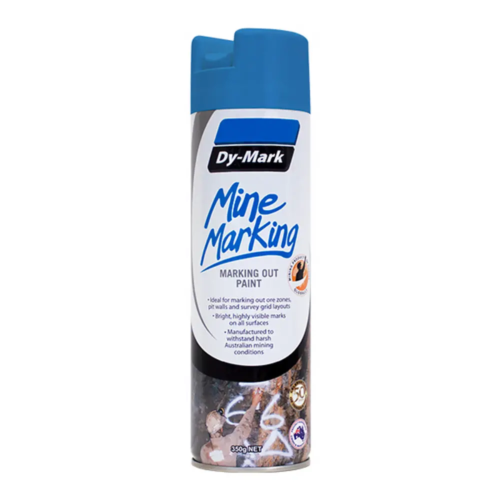 Dy-Mark Mine Marking Vertical Spray Paint Fluro Blue 350G Aerosol Spot Line Mark 1