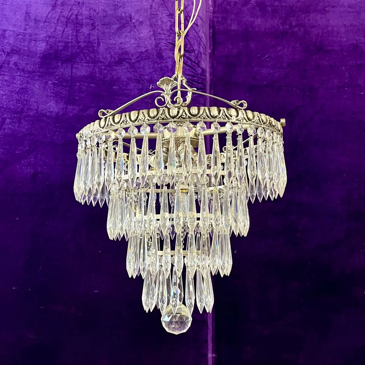 Nickel And Crystal Waterfall Chandelier 1