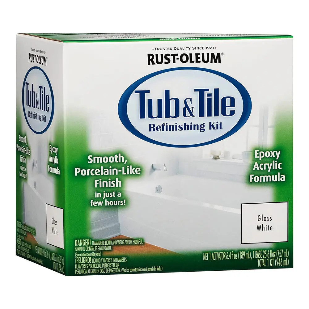 Rust-Oleum Tub & Tile Refinishing Kit 946Ml Gloss White Durable Fast Drying 1