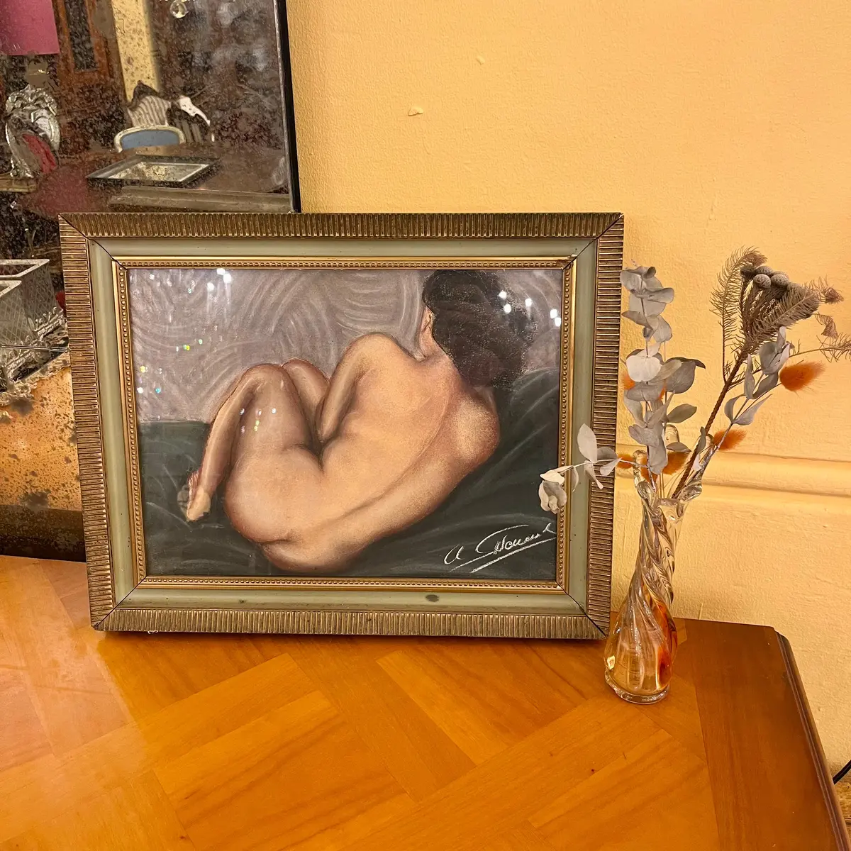 Antique Paint In Enamel And Gilt Frame - Sold 1