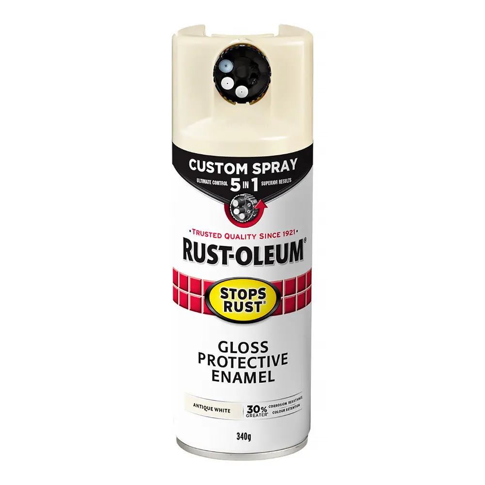 Rust-Oleum Stops Rust Custom Spray Paint 5 In 1 Protective Enamel 340G Gloss Antique White 1