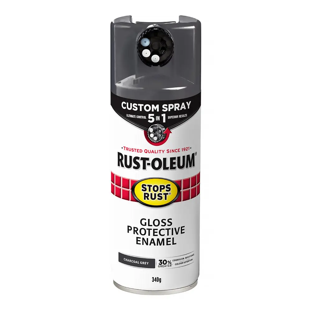 Rust-Oleum Stops Rust Custom Spray Paint 5 In 1 Protective Enamel 340G Gloss Charcoal Grey 1