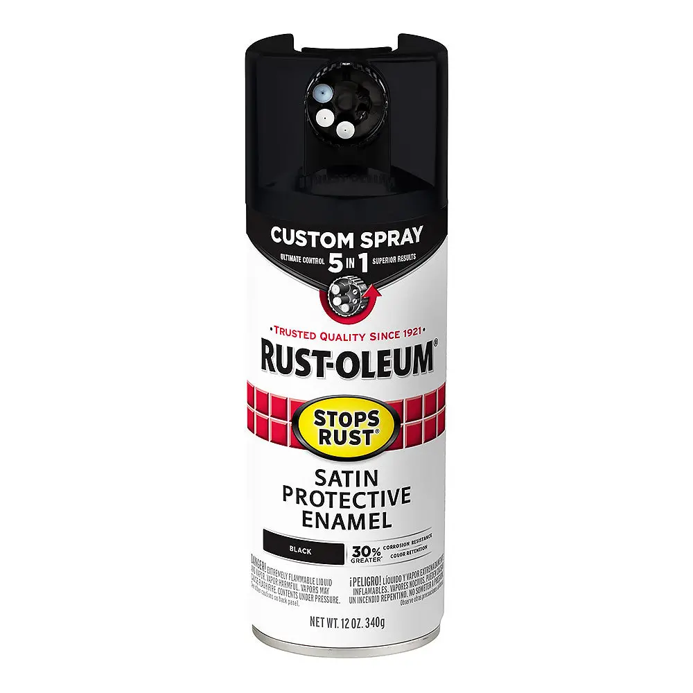 Rust-Oleum Stops Rust Custom Spray Paint 5 In 1 Protective Enamel 340G Satin Black 1