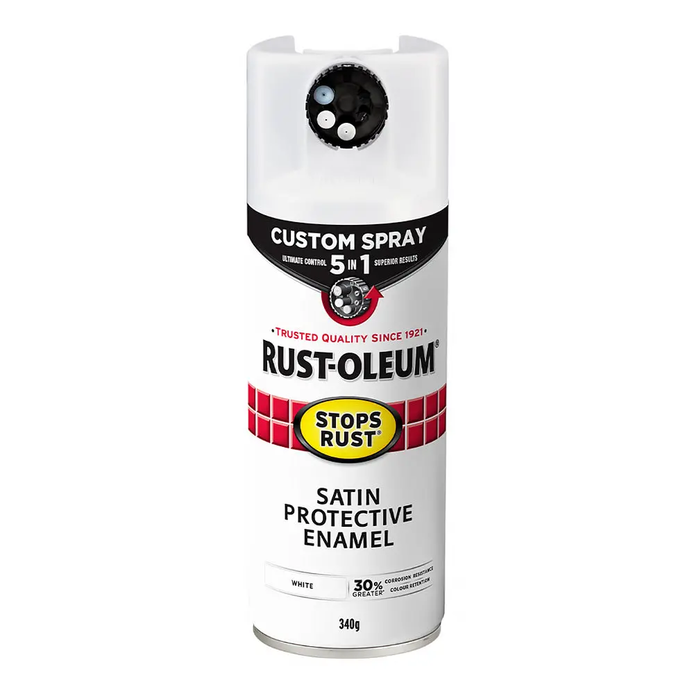 Rust-Oleum Stops Rust Custom Spray Paint 5 In 1 Protective Enamel 340G Satin White 1