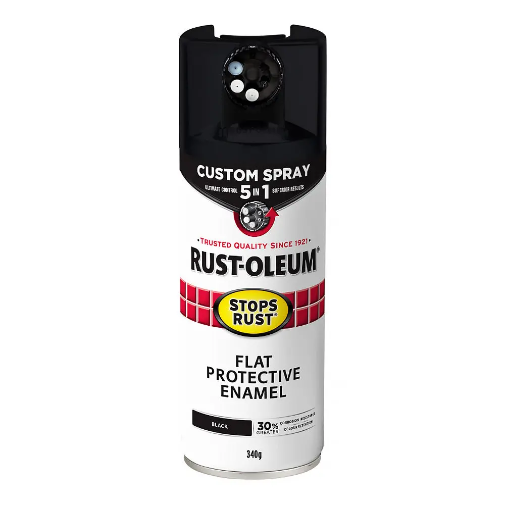 Rust-Oleum Stops Rust Custom Spray Paint 5 In 1 Protective Enamel 340G Flat Black 1