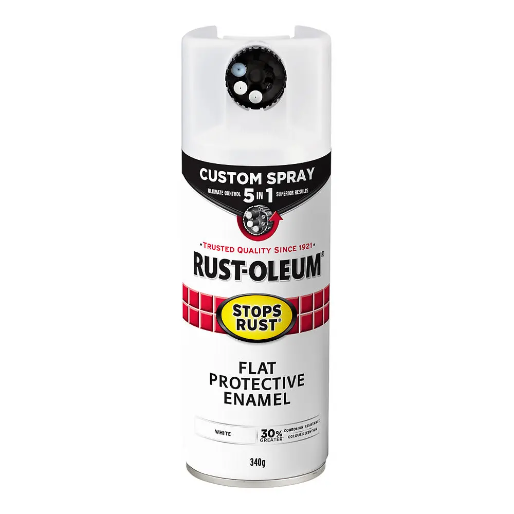 Rust-Oleum Stops Rust Custom Spray Paint 5 In 1 Protective Enamel 340G Flat White 1