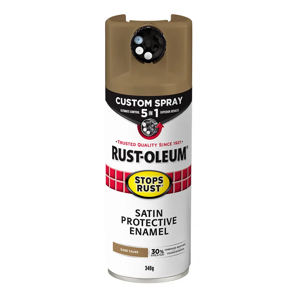 Rust-Oleum Stops Rust Custom Spray Paint 5 In 1 Protective Enamel 340G Satin Dark Taupe 1